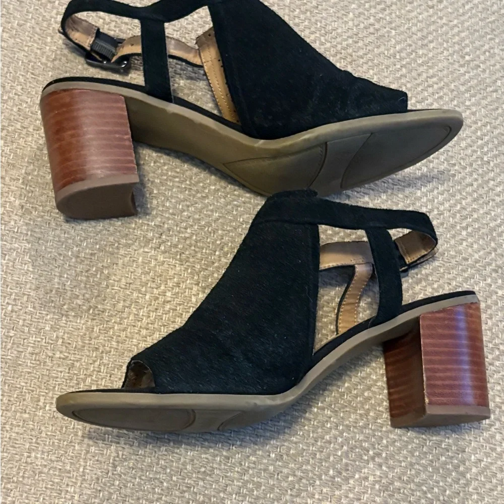 Franco Sarto Heels Black Leather Open Toe Sling Back Harlet2 Size 9 - Picture 6 of 10